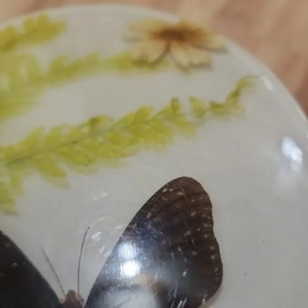 Vintage Lucite Acrylic Spoon Rest W/ trivet set Butterflies wildflowers MCM boho